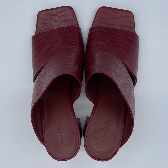 Vince Nelda Cutout Croc Leather Mules in Chianti - Picture 10 of 11